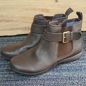 Vionic Dark Brown Ankle Booties with Buckle